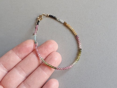 A++ Multi Tourmaline Faceted Round Gemstone Beaded Bracelets 6-8'' Girls & Women - Picture 13 of 18