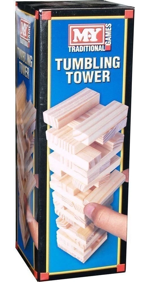 M.Y Traditional Games Wooden Tumbling Tower Family Game 48/54 Wooden Pieces - Image 2 of 4