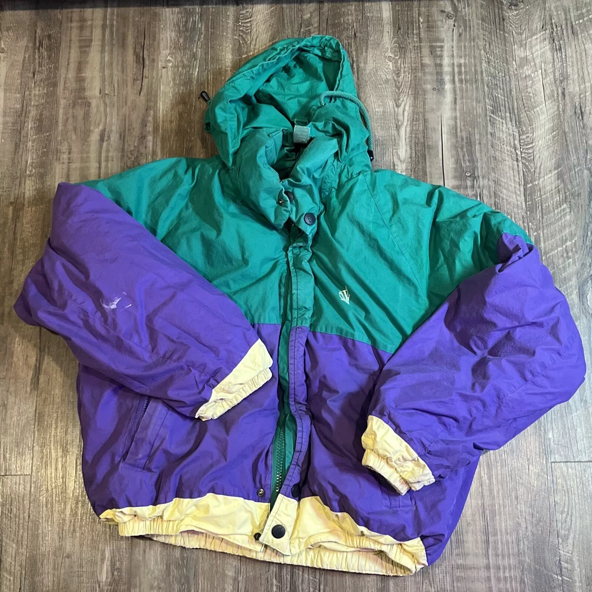 Nautica Vintage 90s Color lock Puffer Jacket With Hood Size L