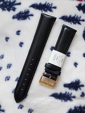 20mm Black Calf Genuine Leather Watch Band Strap Gold Buckle fits Invicta watch