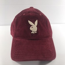 Playboy Cranberry Red Bunny Logo Corduroy Adjustable Strapback Dad Hat Cap 2023