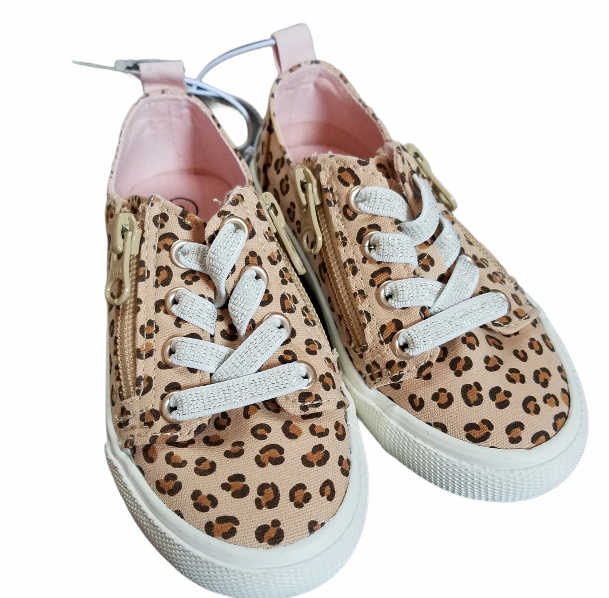 Cat Jack Toddler Girl Luka Tan Accessible Sneakers Leopard Print Zip Up Size 8
