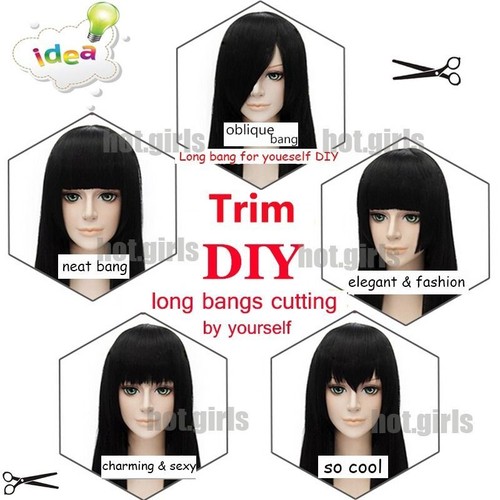Full Wig With Bangs Heat Resistant Synthetic Hair Ombre Two Tone Costume Wigs g6 - Picture 7 of 51