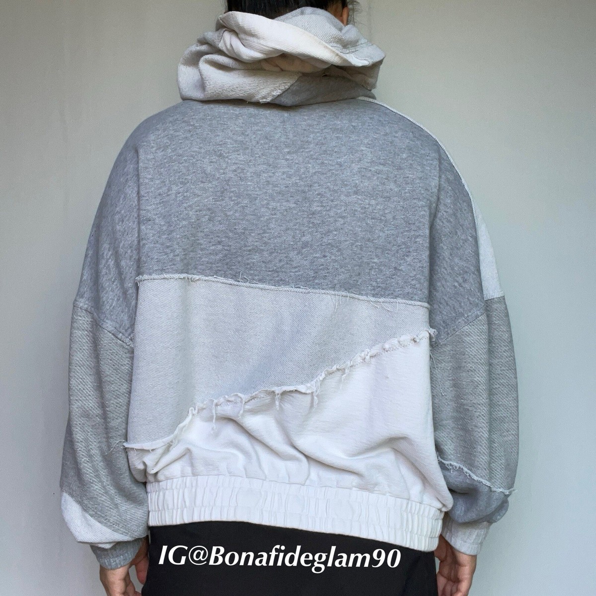 McQ by Alexander McQueen raw edge patchwork hoodie sweater size S