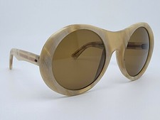 A.A Sutain No 99 Vintage Blond Horn Frame Brown Lens Oversized Round Sunglasses