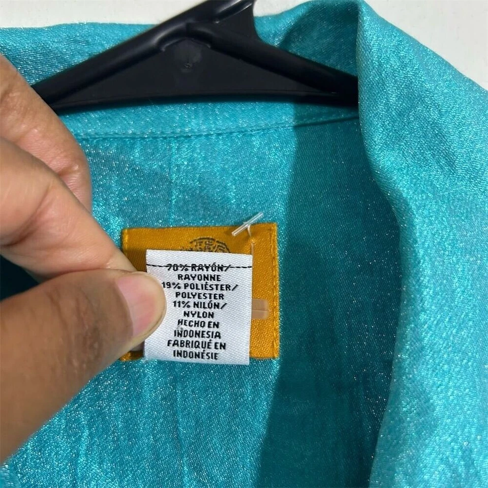 Ruby Rd. Chaqueta para mujer Petite verde azulado brillante talla 4P manga 3/4 azul Foto 3 de 4