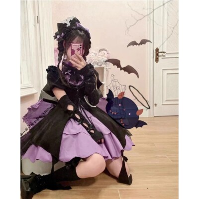 kuromi party dress BIOPRIM Little Girls Kuromi Lolita Purple Dress Costume Princess Dress up Outfit Halloween Cosplay with Headband Wing Birthday Party for Kids 5-6T : Amazon.sg: Toys