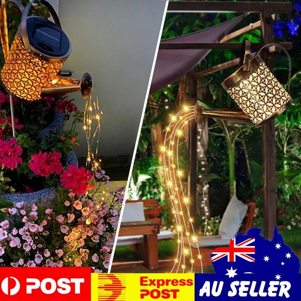 Solar LED Watering Can Lights Outdoor Waterproof Decorative Kettle Garden Yard