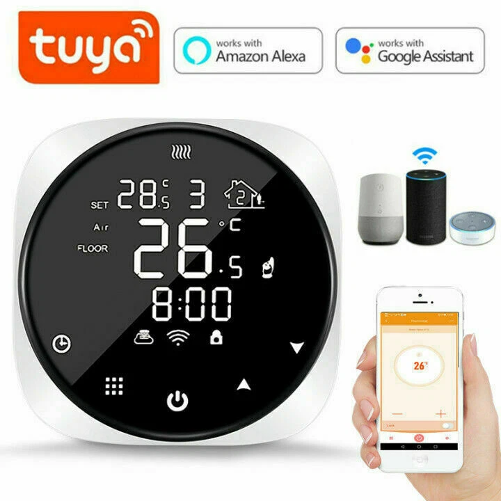 Smart LCD WiFi Voice Control Central Heating Thermostat / Alexa u0026amp;  Google Home | eBay