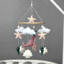 Whale baby mobile girl Ocean crib mobile Nautical nursery Seashell mobile
