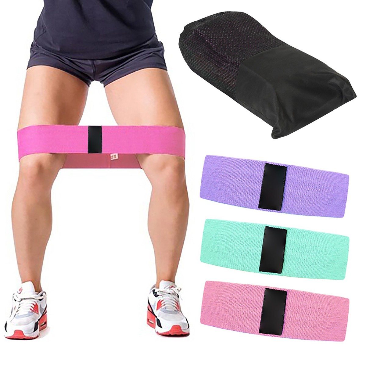 Booty Resistance Bands Set (3 Pack) + 2 Core Sliders - Eco-Friendly, Non-Slip Workout Bands For Glutes & Full Body
