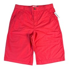 Old Navy - Boys Flat Front Sol Hot Times Cotton Shorts - Dark Coral - 14 Husky