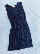 Loft Navy Blue Summer Sundress With Faux Wrap Top Sz S
