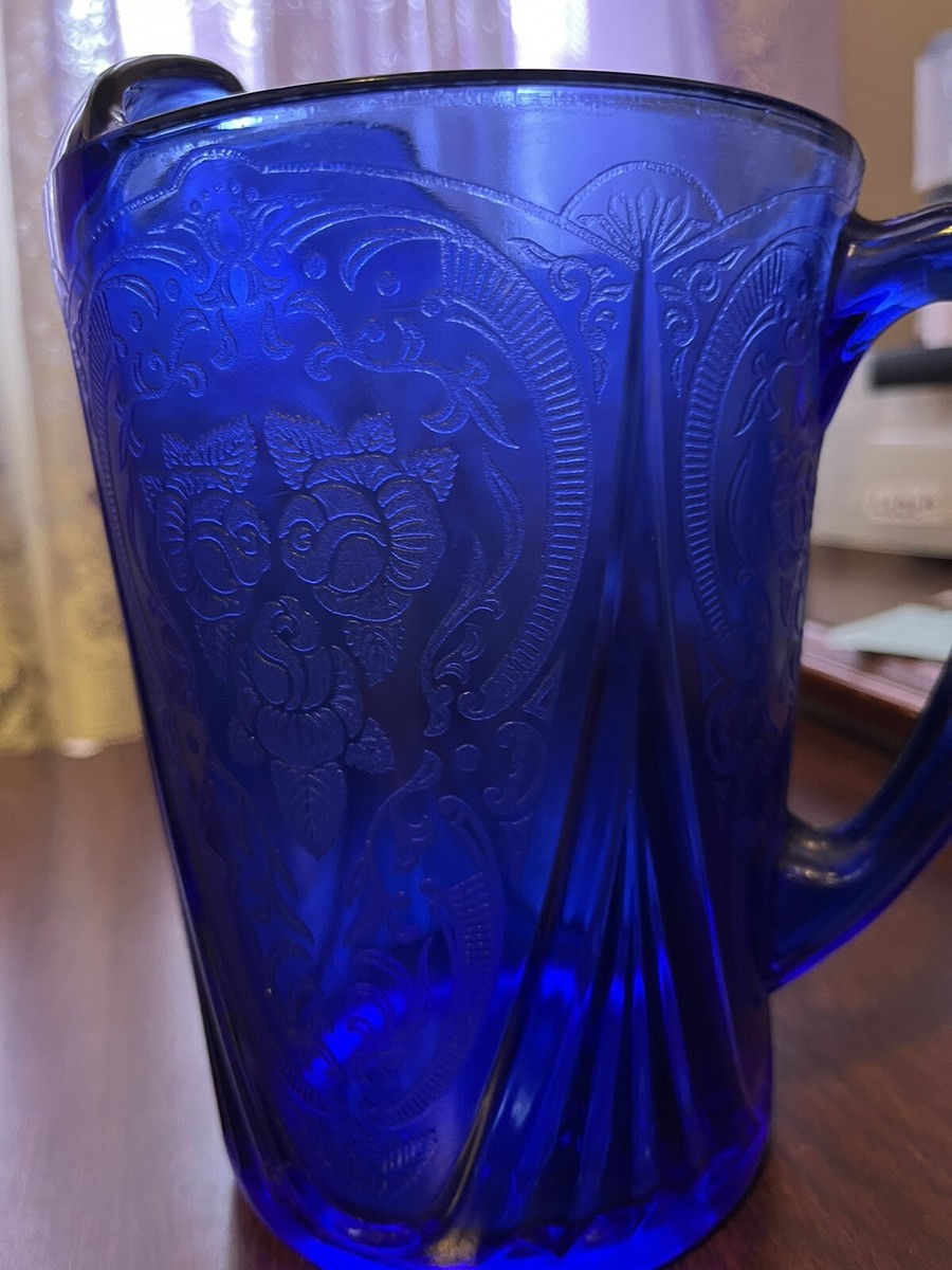 Hazel Atlas Royal Lace Cobalt Blue Depression Glass Pitcher | eBay