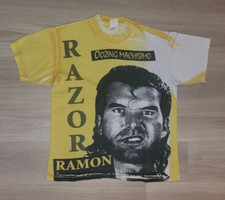 FLAWLESS! VTG 1993 WWF AOP Titan Sports Razor Ramon Oozing Machismo T- Shirt XL