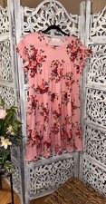 womens short ruffled cufff sleeved dress blush floral large