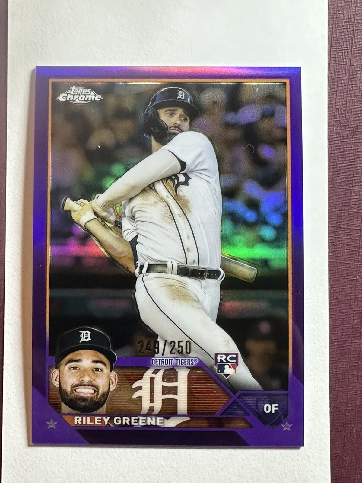2023 Topps Chrome RILEY GREENE Purple Refractor Logofractor RC Rookie 249/250