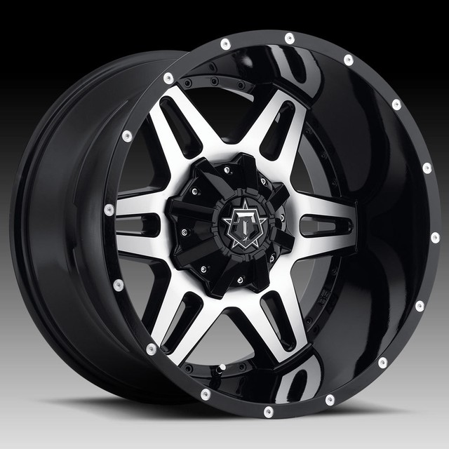 20x12 TIS 538 Wheels Black Rims Fit Lifted 6 lug Chevy Silverado GMC