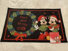 Disney Christmas Mickey Minnie Accent Rug 20X32” Don't Open Until Christmas NEW