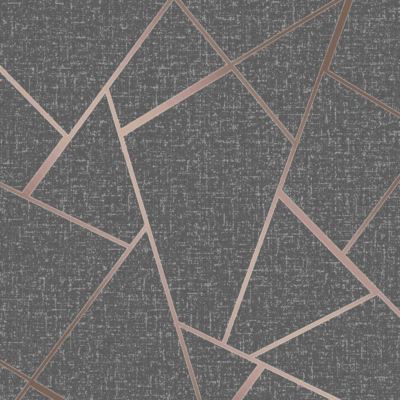 QUARTZ FRACTAL METALLIC WALLPAPER - COPPER / CHARCOAL FD42283 - FINE DECOR