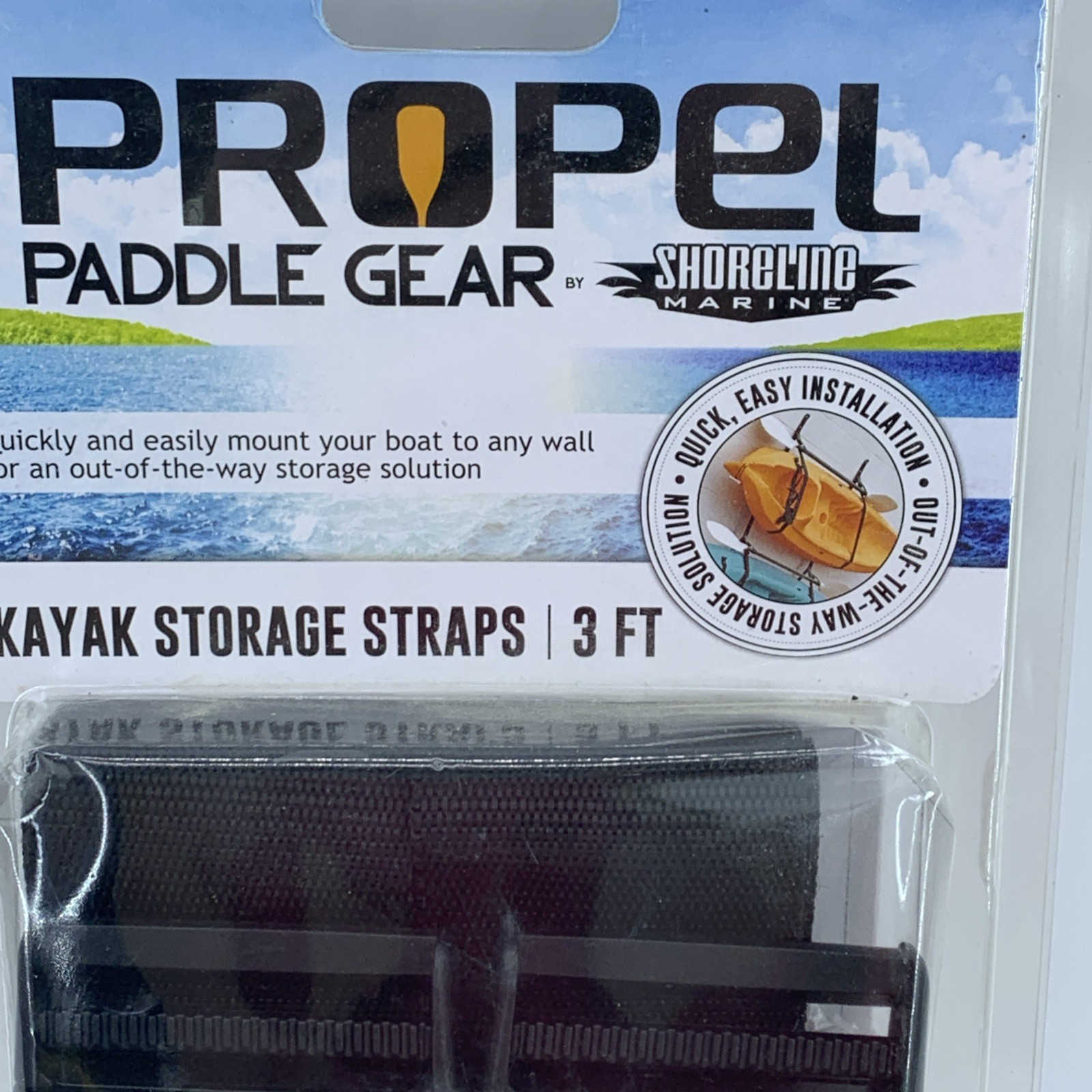Shoreline Marine Propel Paddle Gear Kayak Storage Straps 3ft Quick Release Black