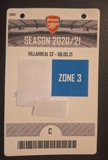 ACCREDITA TICKET 20/1 EL Arsenal v Villarreal COVID SEASON RARE