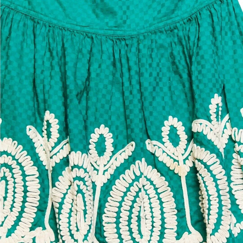 Minifalda Verde Bordada Bohemia Festival Fiesta Verano Mediana Foto 3 de 4