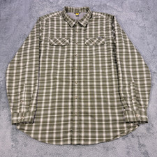 Eddie Bauer Flannel Shirt Men XL Tall Green Black Plaid Travex Button Up Front