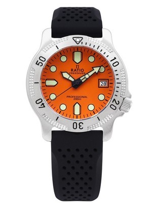 Ratio FreeDiver Professional Sapphire Orange Dial Quartz 200M RTF025 Men's Watch