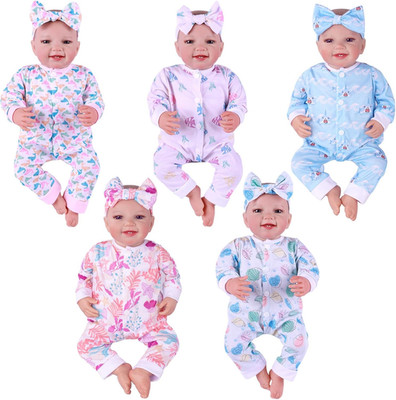 5 Sets of Reborn Baby Doll Clothes with Doll Headband for 17-22 Inch Dolls, Newb