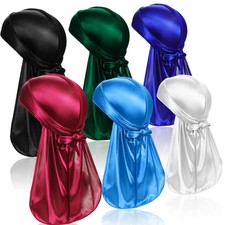 6 Pcs Silky Durag Headwraps Dorag for Men Women Waves, Durags Pack with Long ...