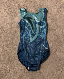 Milano Turnanzug ärmellos Blau/Türkis Gymnastikanzug Leotard Gr 36