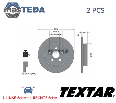 92333703 BREMSSCHEIBEN SATZ HINTEN TEXTAR 2PCS NEU OE QUALITÄT - Bild 1 von 4