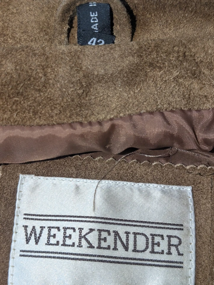 Vintage Weekender Brown Suede Bomber Oversized Jacket Men's Size 42  - Image 3 of 4