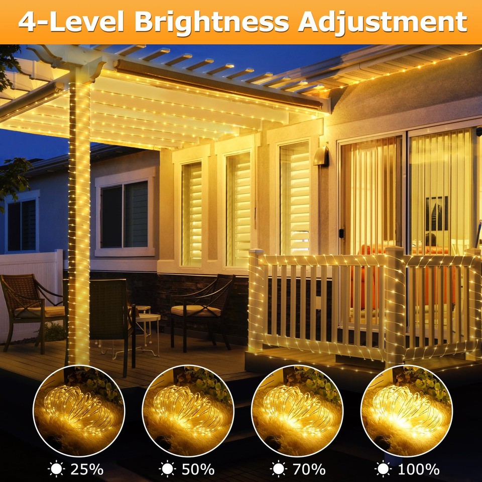 66FT Ultra-Thin LED Rope Lights for Outside, 24 RGB Colors +Warm White ...