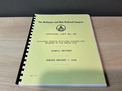 Baltimore And Ohio Official List No. 29 Officers, Agents, Stations, Sidings, Etc