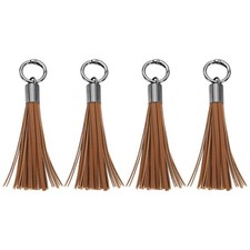 4Pcs Leather Keychain Tassels Women Tassel Bag Charm Deep Brown