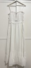 Zara White Voluminous Midi Dress With Pockets Size M 0881/323