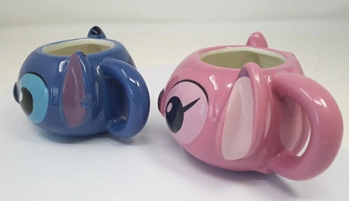 Disney Stitch Lilo Mini Mug Lot Of 2 Ceramic 3D Sculpted Character Faces 2" - Picture 8 of 11
