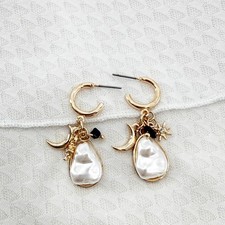 Celestial Dangle Gold Huggie Hoop Earrings