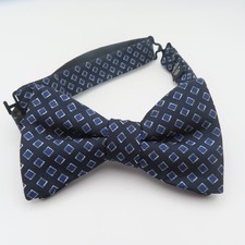 Alfani Bow Tie Blue Black Checked 2.5" Wide Pre Tied Formal Tuxedo Polyester