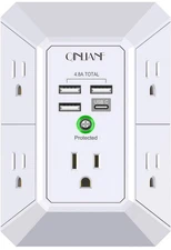 Wall Charger, Surge Protector, QINLIANF 5 Outlet Extender w 4 USB Charging Ports