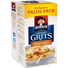 Quaker Instant Grits Cheddar Cheese Naturally Flavored, 0.98 oz 22 Count Box