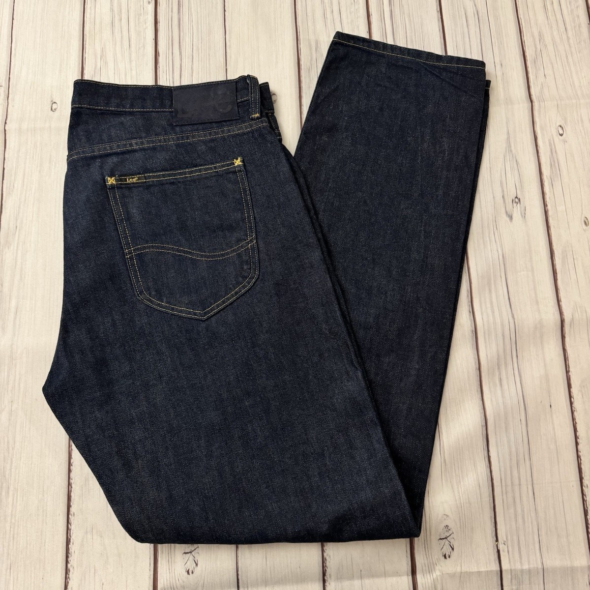 Lee 101S Selvedge Denim Jeans W34 L34 Raw Dark Indigo Button Fly