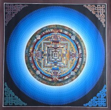 Kalachakra Mandala Tibetan Hand-Painted Thangka Painting (19.5" x19. 5") (D4T41)