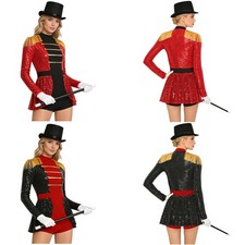 Women Jumpsuit Peplum Bodysuit Elegant Ringmaster Costume Sparkling Uniform
