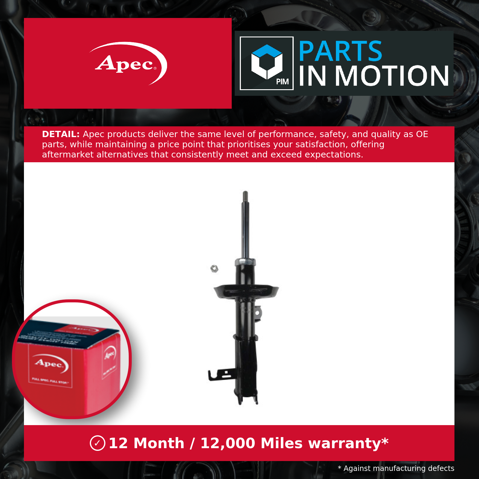 Shock Absorber (Single Handed) fits OPEL ZAFIRA C 1.4 Front Left 2011 on Apec