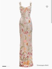 Dress the Population Reese Sequined Floral Gown in Champagne