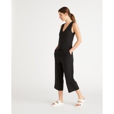 Quince French Terry Modal Jumpsuit Black Soft Casual Size Large Black