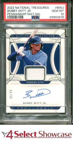2022 NATIONAL TREASURES PENMANSHIP MATERIALS AUTO BOBBY WITT JR. RC #/99 PSA 10